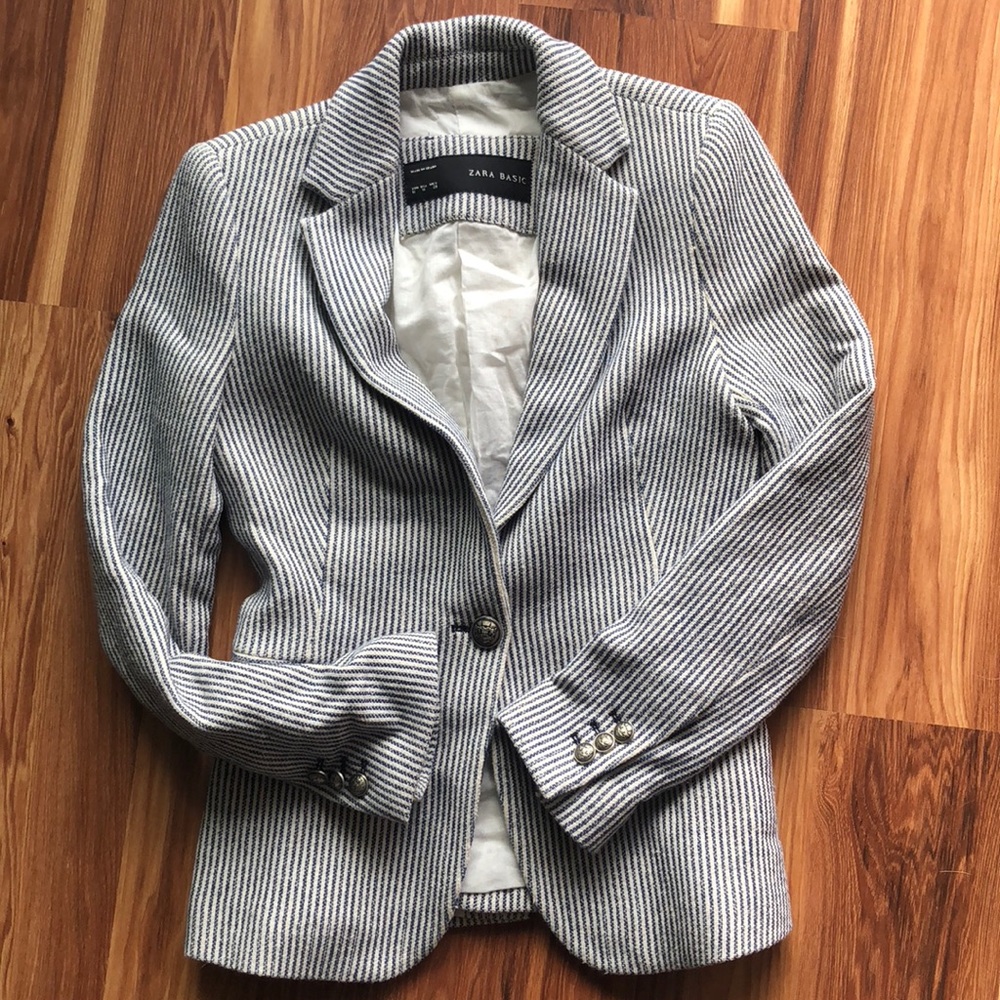 Zara Stripe Blazer Cotton